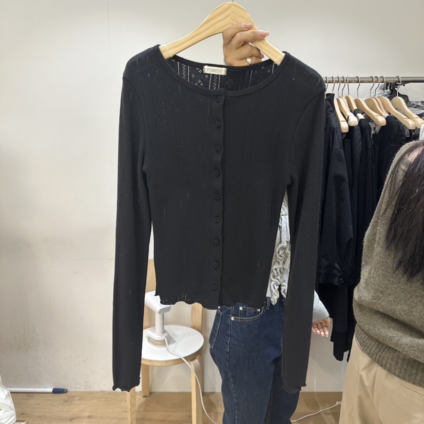 FOREST東大門㊣實拍女裝新品熱賣人氣職業時尚長袖T恤開衫紐扣FOREST長袖T恤圖色3