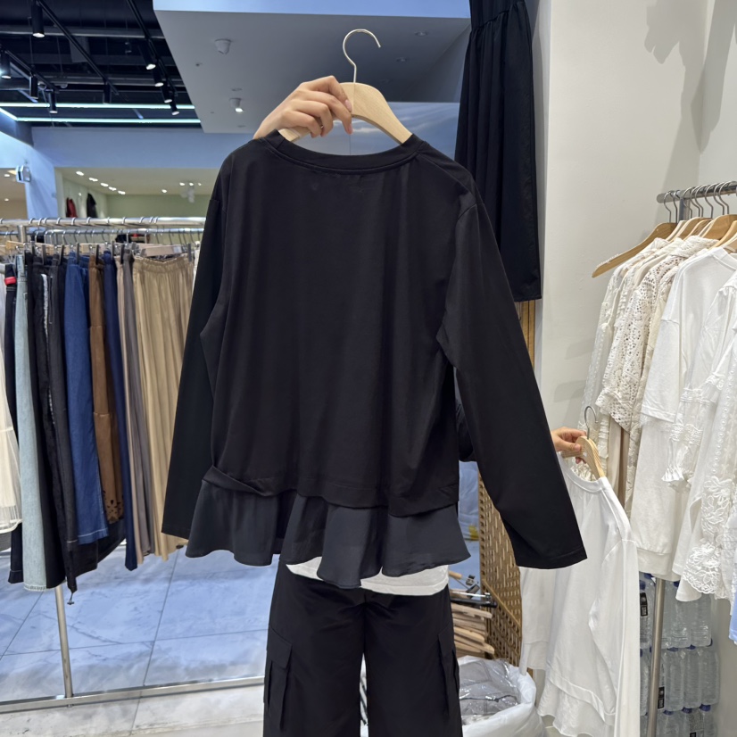 HOT PLACE韓國直郵㊣女士新品真品25秋冬職業長袖T恤假兩件HOT PLACE/DREAM GIRIS長袖T恤