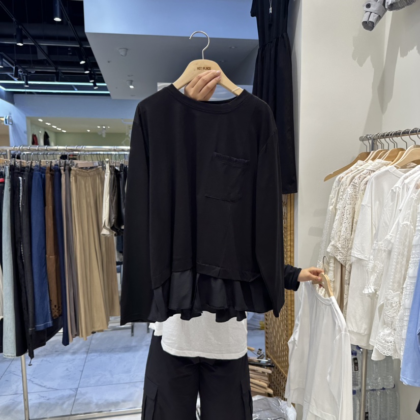HOT PLACE韓國直郵㊣女士新品真品25秋冬職業長袖T恤假兩件HOT PLACE/DREAM GIRIS長袖T恤圖色2