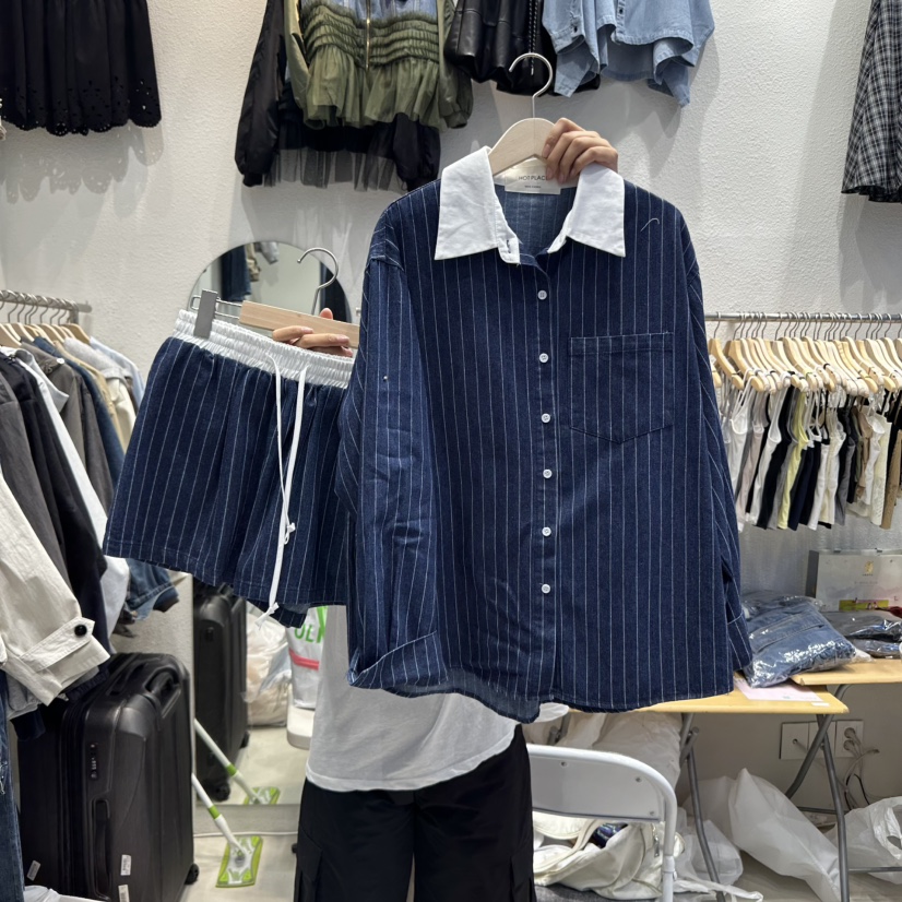 HOT PLACE韓國代購㊣女士新款職業25秋冬真品套裝兩件套條紋HOT PLACE/DREAM GIRIS套裝圖色2