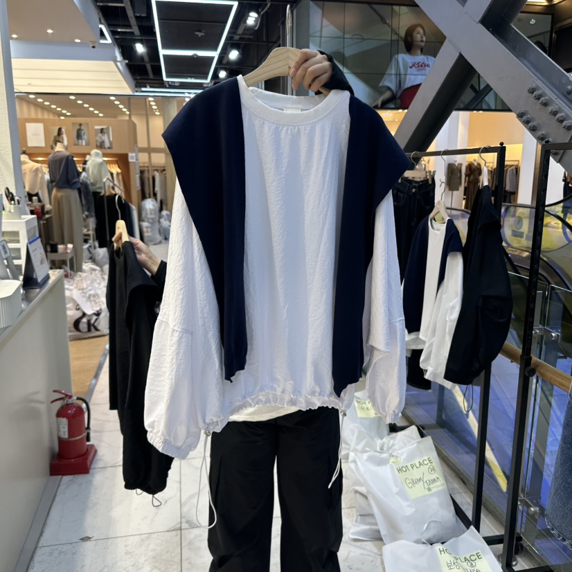 HOT PLACE東大門㊣直郵女士新款推薦真品長袖T恤假兩件套裝HOT PLACE/DREAM GIRIS長袖T恤圖色1