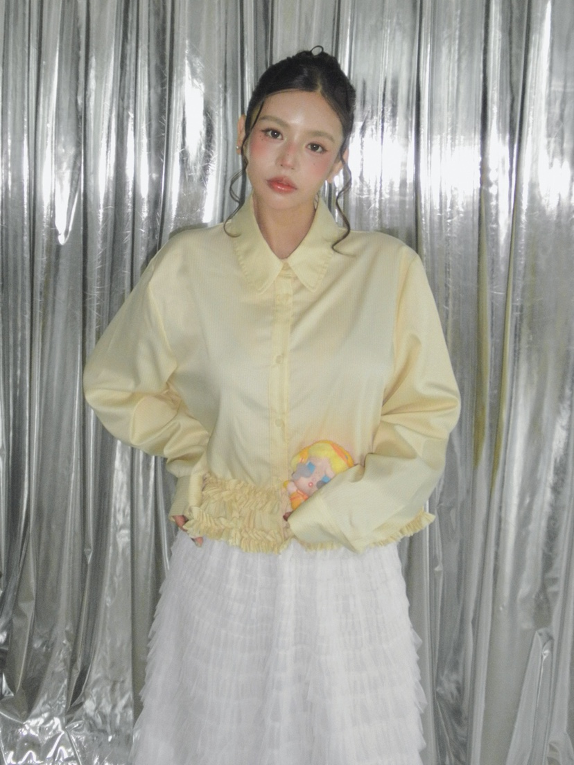 LIVE AID-P韓國代購㊣女裝新品真品熱賣人氣25秋冬襯衫蕾絲衫LIVE AID-P襯衫/蕾絲衫