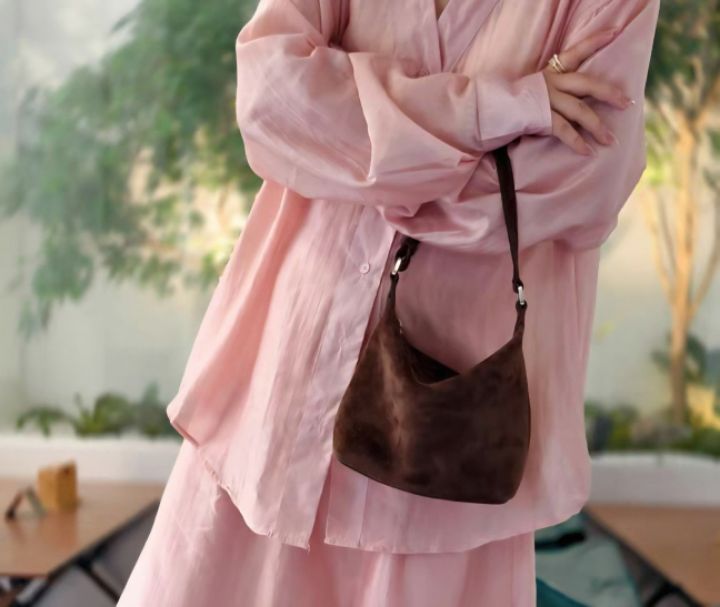 TROUVAILLE東大門㊣代購女士新款休閑單肩斜跨包絨面革牛皮TROUVAILLE單肩/斜跨包