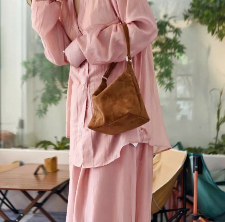 TROUVAILLE東大門㊣代購女士新款休閑單肩斜跨包絨面革牛皮TROUVAILLE單肩/斜跨包
