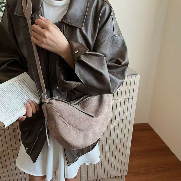 TROUVAILLE東大門㊣代購女士新品時尚25秋冬單肩斜跨包絨面革TROUVAILLE單肩/斜跨包