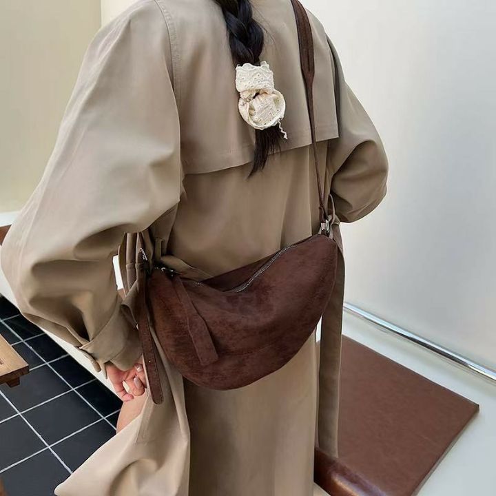TROUVAILLE東大門㊣代購女士新品時尚25秋冬單肩斜跨包絨面革TROUVAILLE單肩/斜跨包