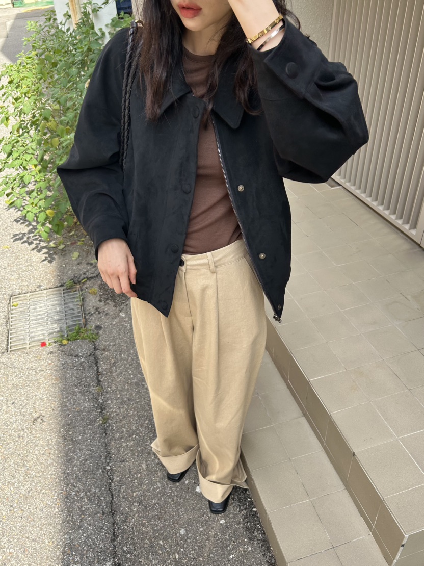ME MO東大門㊣代購女裝新品時尚推薦25秋冬熱賣夾克絨面革ME MO夾克