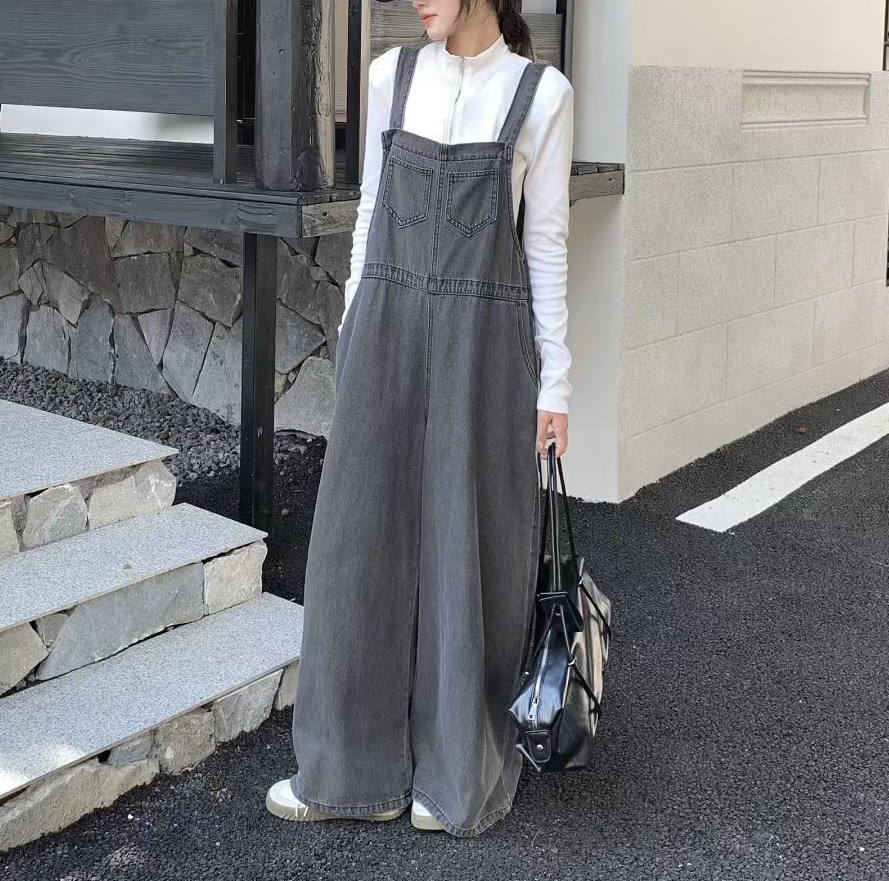 MILK TEA韓國代購㊣女士新款推薦25秋冬時尚熱賣休閑背帶褲MILK TEA背帶褲
