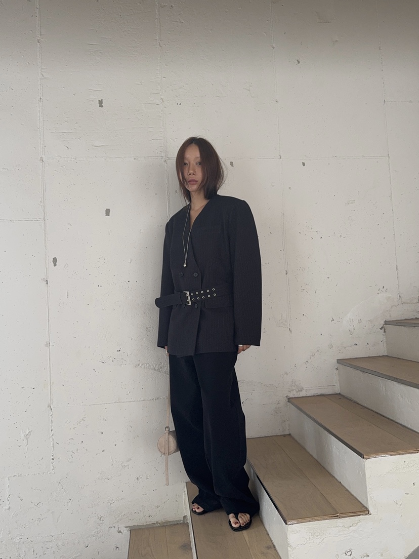 MADE-P東大門㊣實拍女裝新品熱賣人氣時尚推薦職業夾克含腰帶MADE-P夾克