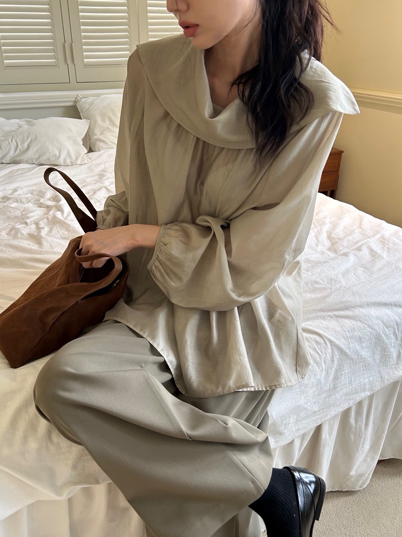 ME MO東大門㊣代購女士新款職業人氣休閑襯衫蕾絲衫含腰繩ME MO襯衫/蕾絲衫