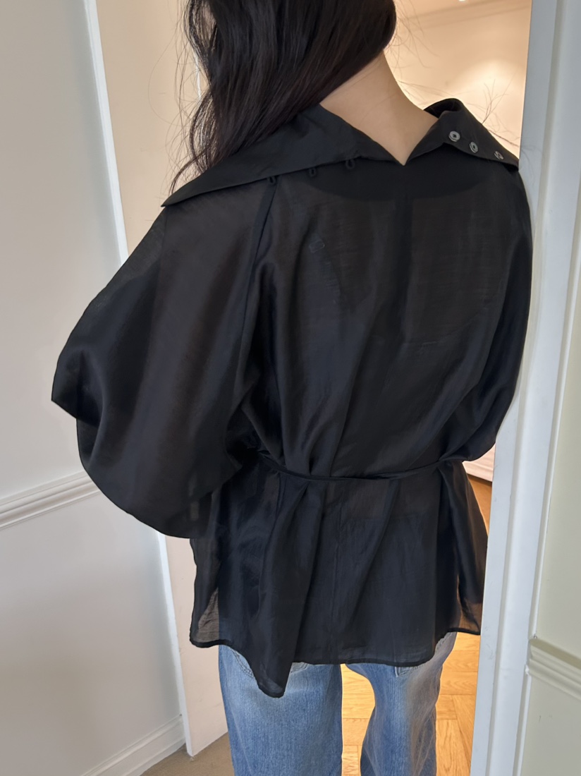 ME MO東大門㊣代購女士新款職業人氣休閑襯衫蕾絲衫含腰繩ME MO襯衫/蕾絲衫