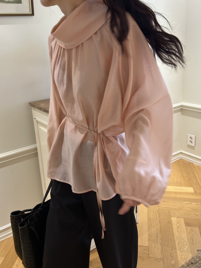 ME MO東大門㊣代購女士新款職業人氣休閑襯衫蕾絲衫含腰繩ME MO襯衫/蕾絲衫