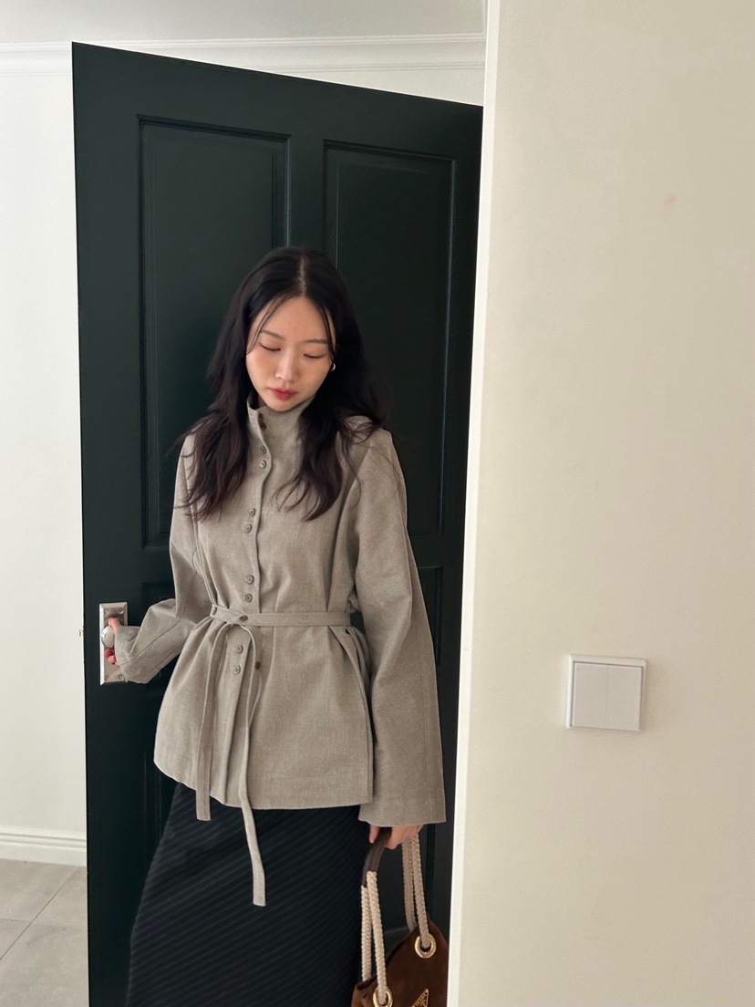 ME MO東大門㊣實拍女士新款推薦時尚休閑職業熱賣夾克含腰帶ME MO夾克