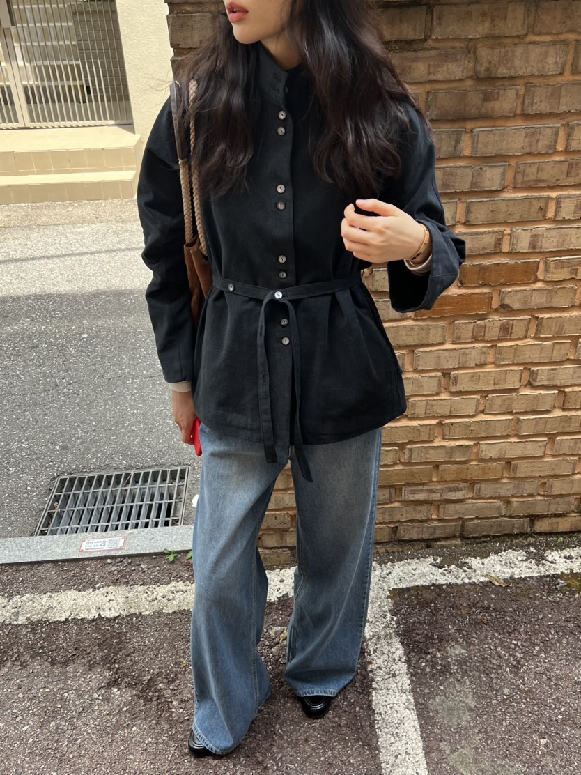 ME MO東大門㊣實拍女士新款推薦時尚休閑職業熱賣夾克含腰帶ME MO夾克圖色2