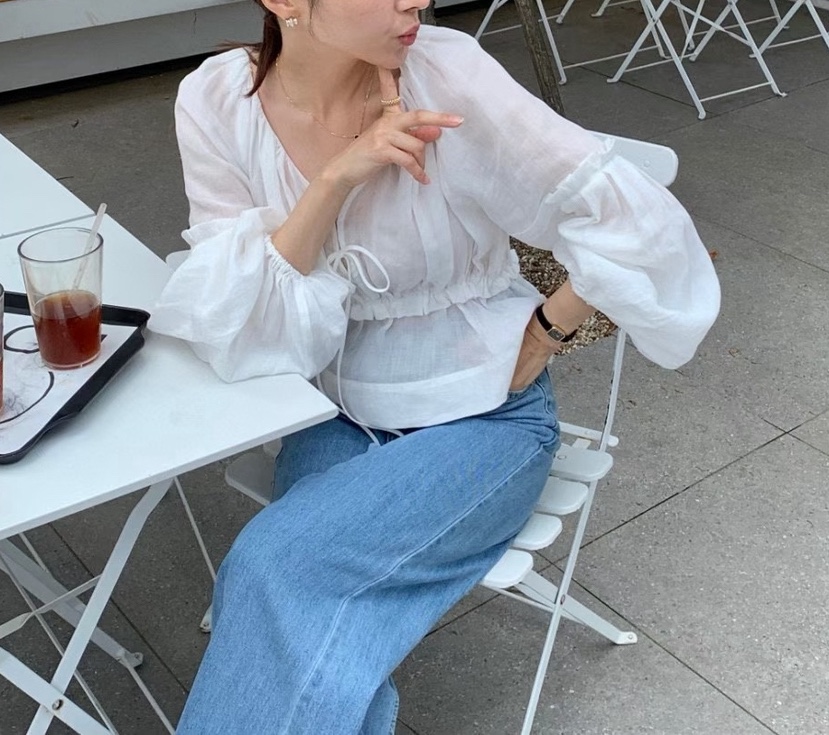 MILK TEA東大門㊣直郵女士新款熱賣25秋冬真品職業襯衫蕾絲衫MILK TEA襯衫/蕾絲衫