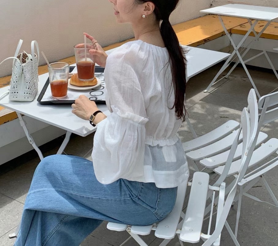 MILK TEA東大門㊣直郵女士新款熱賣25秋冬真品職業襯衫蕾絲衫MILK TEA襯衫/蕾絲衫