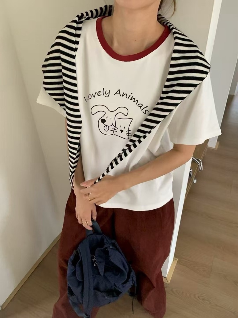 MILK TEA韓國代購㊣女士新品時尚熱賣休閑推薦25秋冬人氣T恤MILK TEAT恤