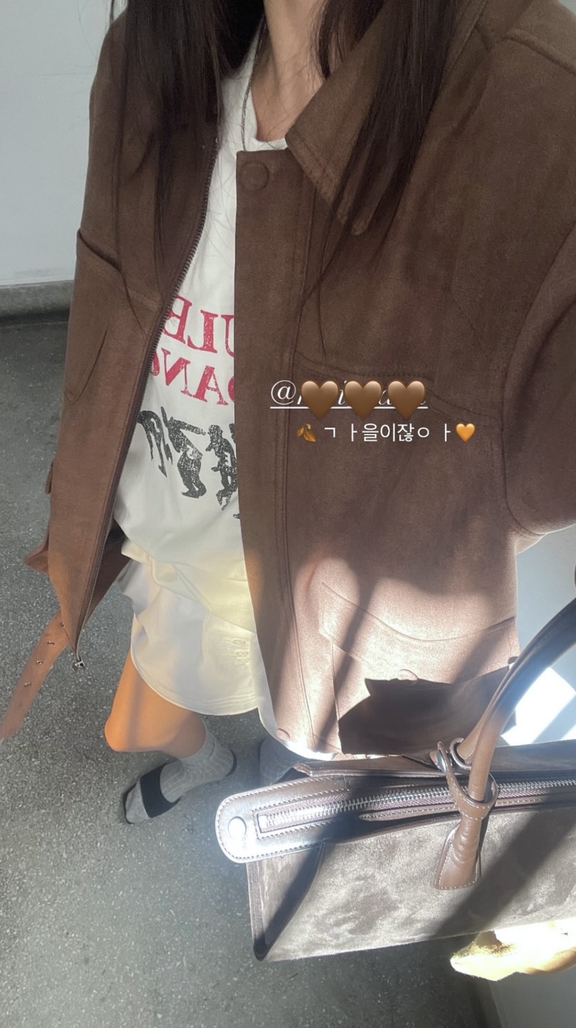 BOWIE韓國代購㊣女士新品25秋冬休閑推薦真品人氣夾克絨面革BOWIE夾克