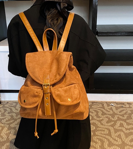 POSH BLUE東大門㊣實拍女士新款推薦雙肩背包雙口袋絨面革POSH BLUE雙肩背包