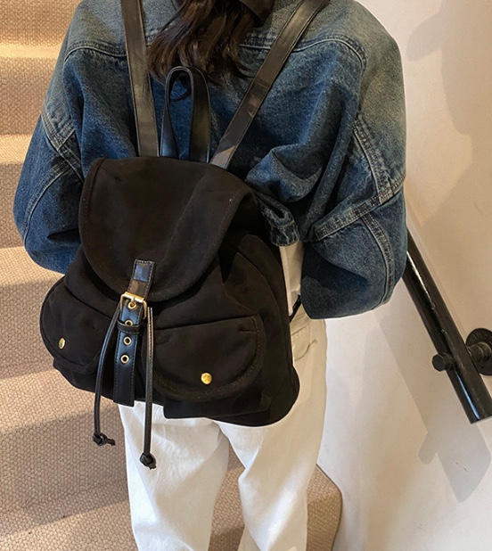 POSH BLUE東大門㊣實拍女士新款推薦雙肩背包雙口袋絨面革POSH BLUE雙肩背包