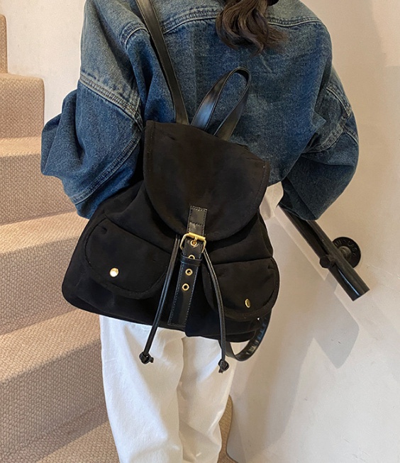 POSH BLUE東大門㊣實拍女士新款推薦雙肩背包雙口袋絨面革POSH BLUE雙肩背包