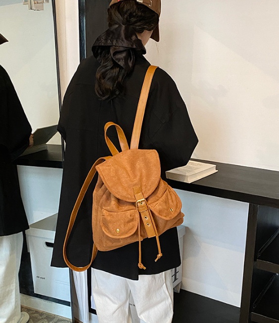 POSH BLUE東大門㊣實拍女士新款推薦雙肩背包雙口袋絨面革POSH BLUE雙肩背包