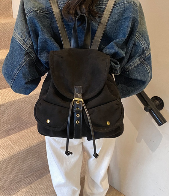 POSH BLUE東大門㊣實拍女士新款推薦雙肩背包雙口袋絨面革POSH BLUE雙肩背包圖色3