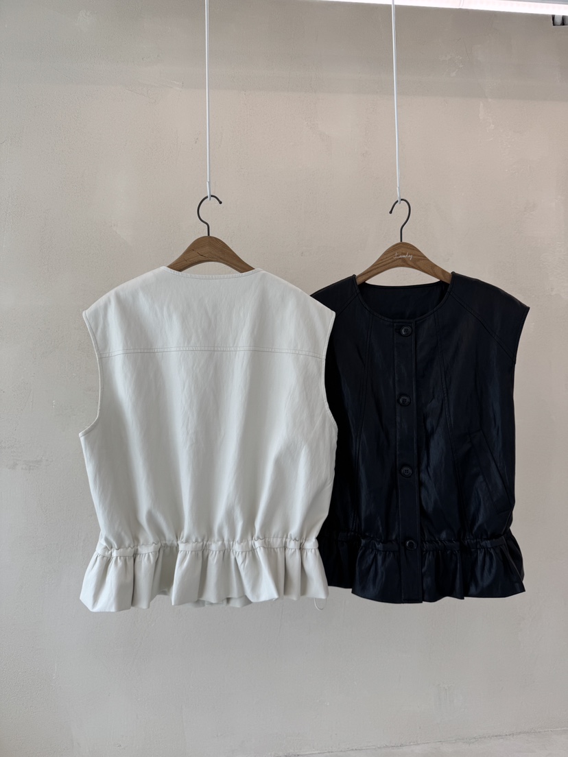 LAUNDRY東大門㊣代購女裝新款時尚職業休閑推薦馬甲荷葉邊皮革LAUNDRY馬甲