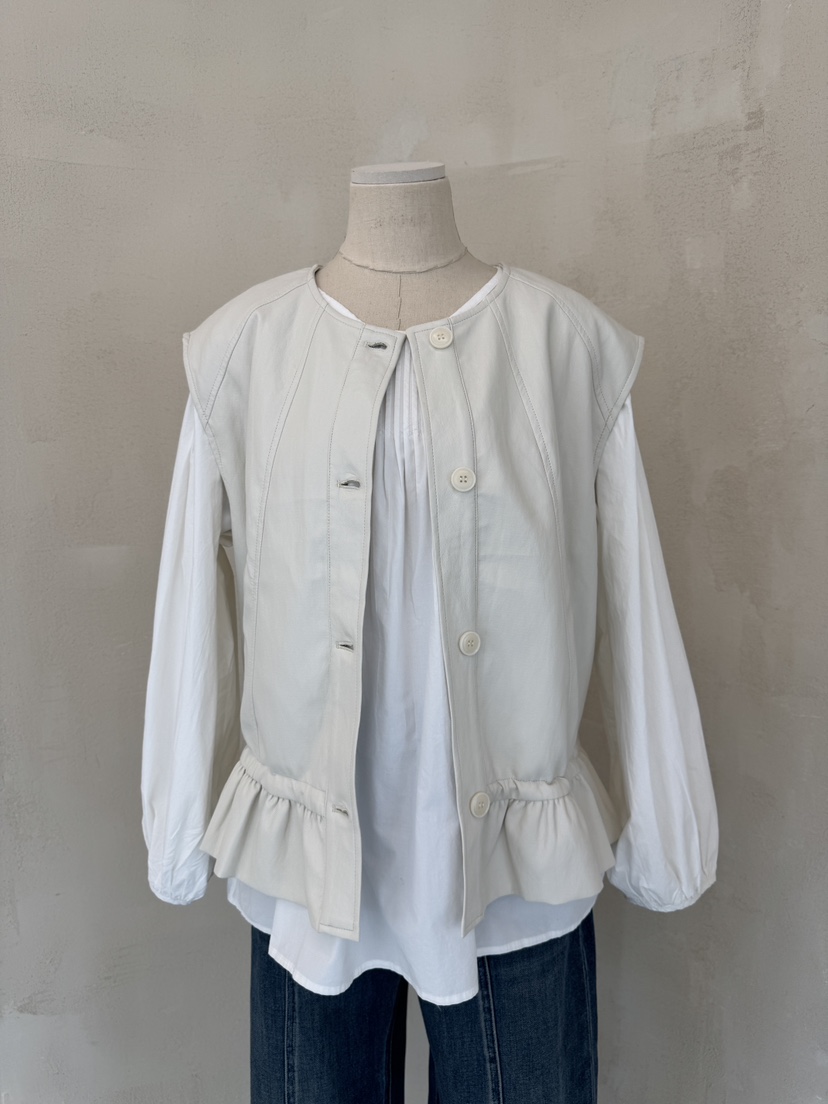 LAUNDRY東大門㊣代購女裝新款時尚職業休閑推薦馬甲荷葉邊皮革LAUNDRY馬甲