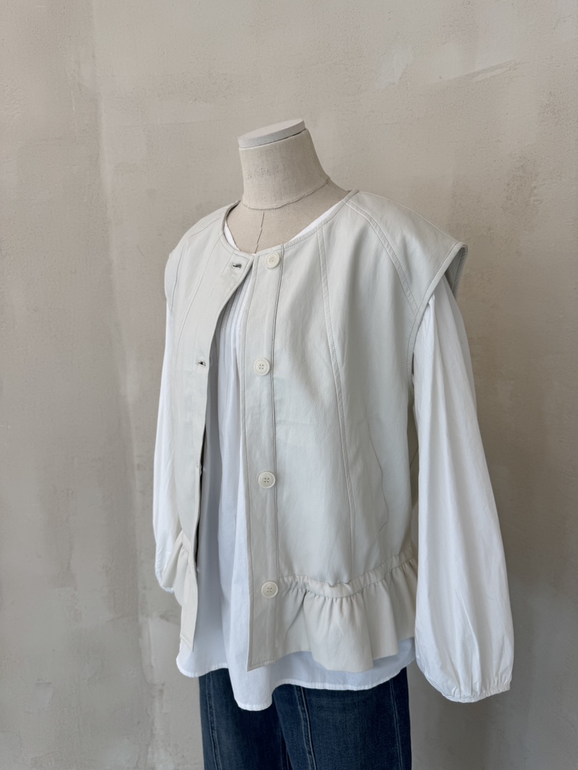 LAUNDRY東大門㊣代購女裝新款時尚職業休閑推薦馬甲荷葉邊皮革LAUNDRY馬甲