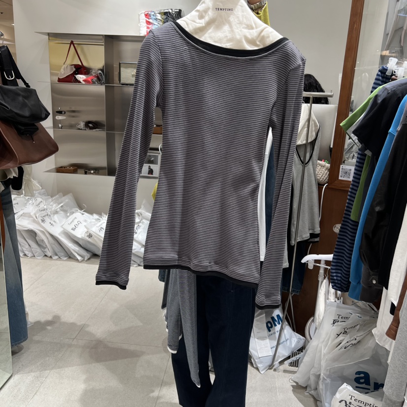 TEMPTING東大門㊣代購女裝新款熱賣真品職業時尚人氣長袖T恤TEMPTING長袖T恤圖色3