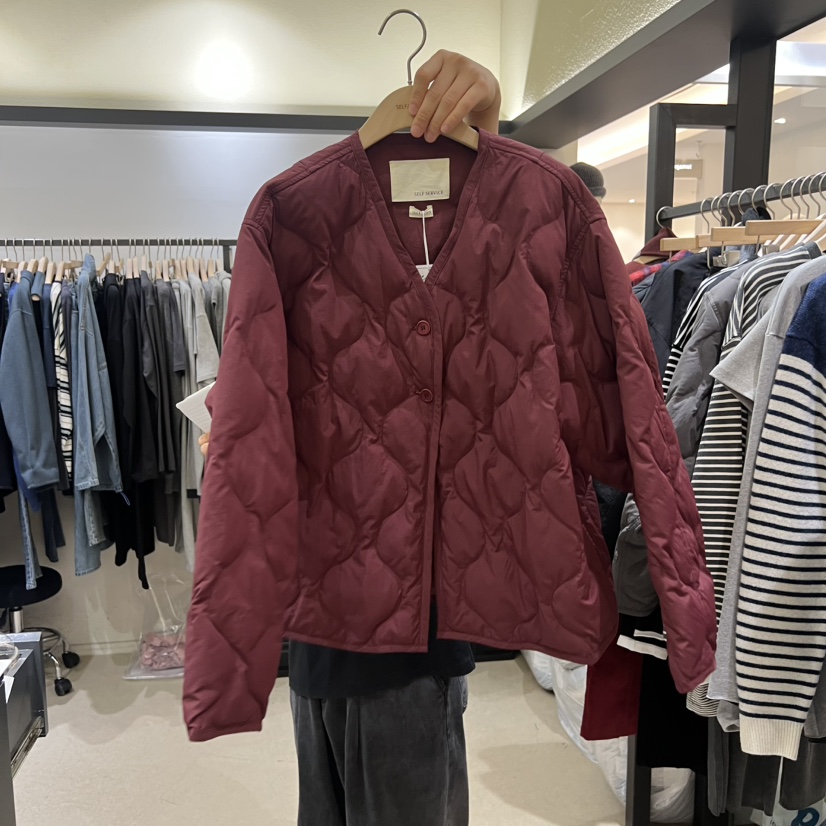 SELF SERVICE韓國代購㊣女裝新款職業休閑推薦熱賣短款棉服絨SELF SERVICE短款棉服