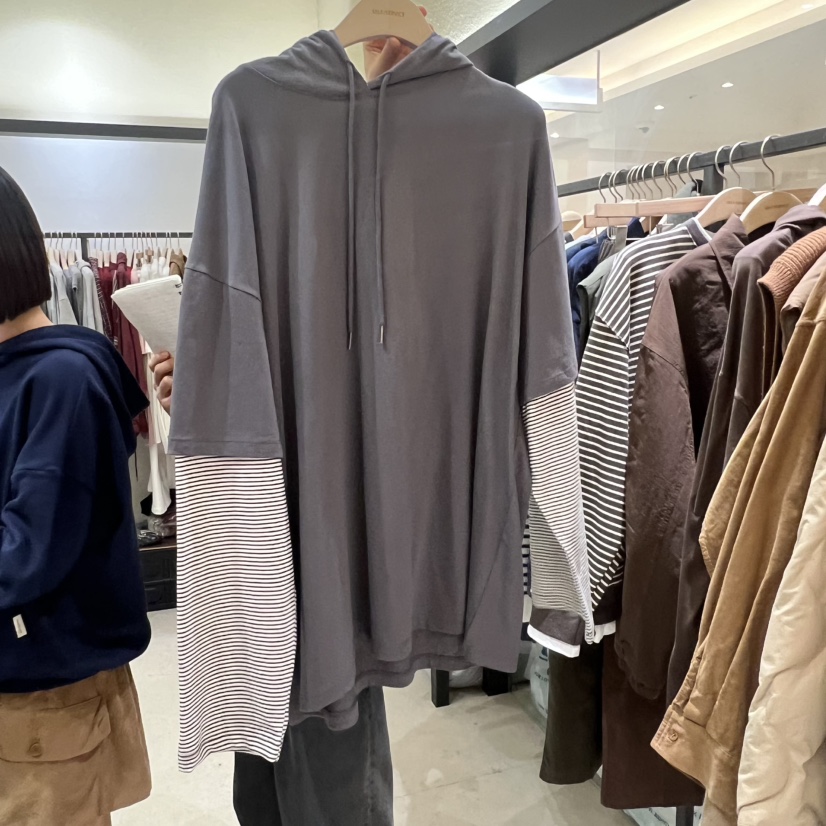 SELF SERVICE韓國代購㊣女士新品休閑25秋冬人氣長袖T恤雙層SELF SERVICE長袖T恤圖色2