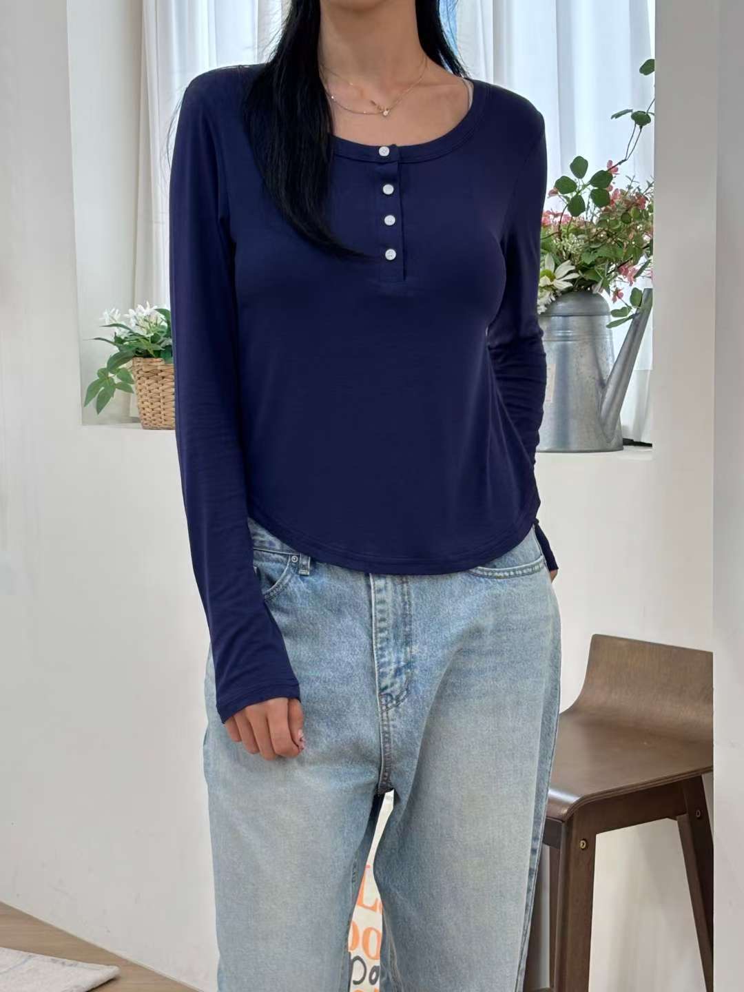 YANGPA韓國直郵㊣女裝新品25秋冬人氣時尚職業休閑熱賣長袖T恤YANGPA長袖T恤圖色2