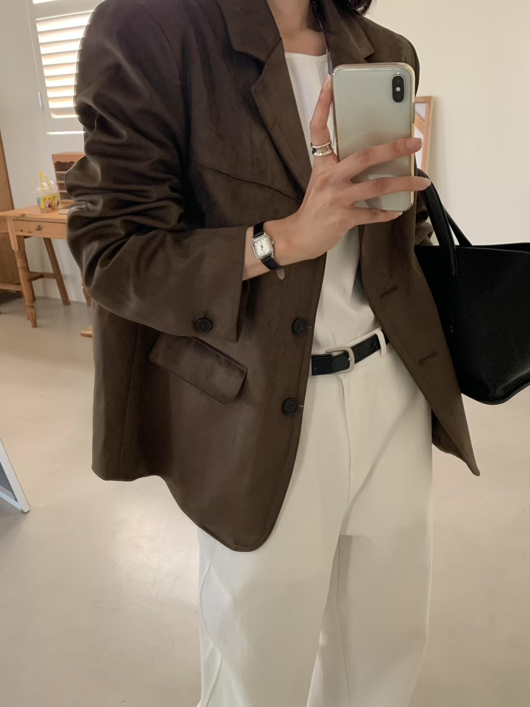 JOURNAL韓國代購㊣女士新品真品25秋冬推薦熱賣西裝西服絨面革JOURNAL西裝/西服