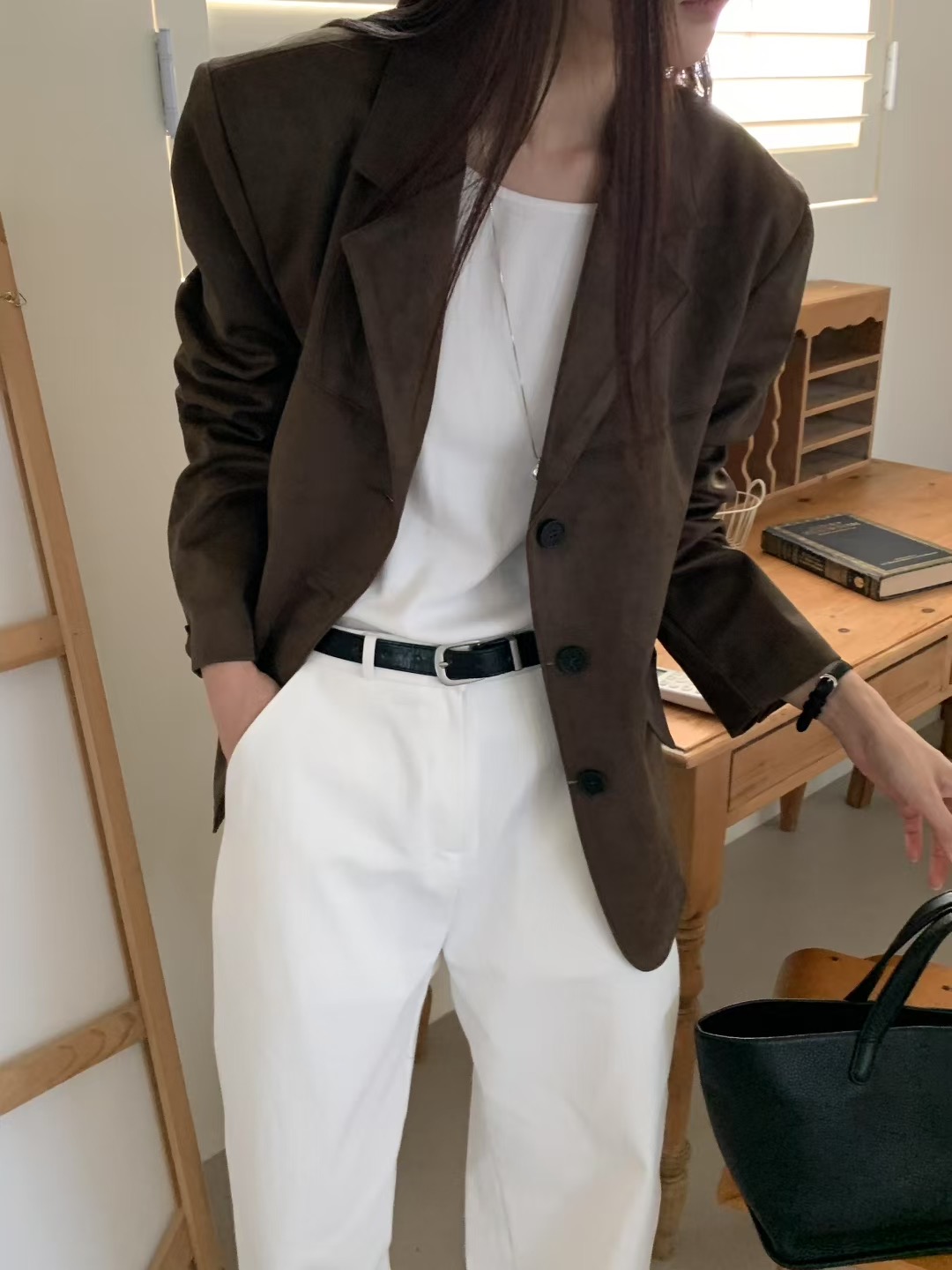 JOURNAL韓國代購㊣女士新品真品25秋冬推薦熱賣西裝西服絨面革JOURNAL西裝/西服圖色2