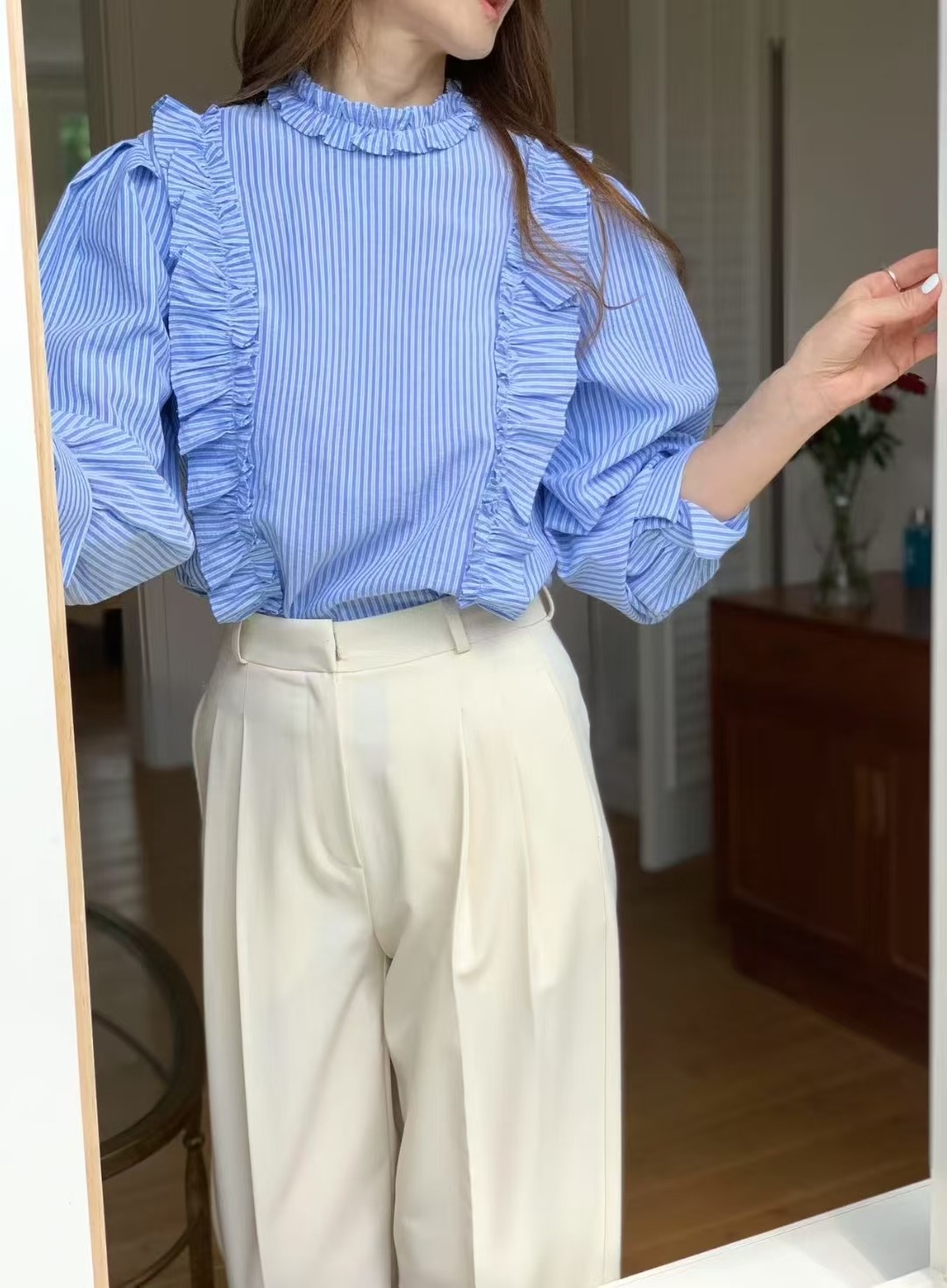 ELMU東大門㊣實拍女士新品推薦休閑人氣時尚職業襯衫蕾絲衫ELMU襯衫/蕾絲衫圖色2