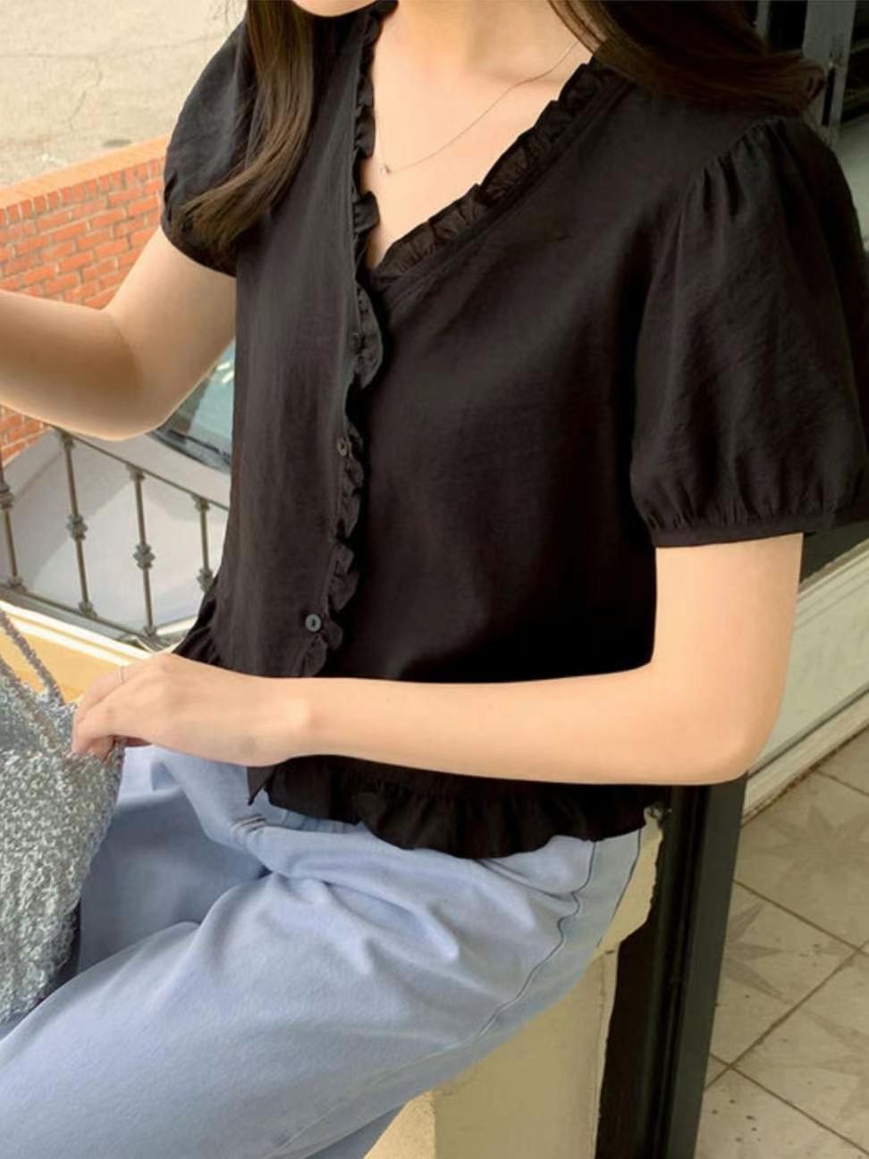 J ME東大門㊣實拍女士新款時尚職業休閑人氣真品襯衫蕾絲衫J ME襯衫/蕾絲衫圖色2