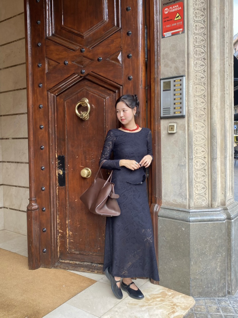 OUPPT東大門㊣直郵女士新款時尚休閑推薦職業連衣裙蕾絲長款OUPPT連衣裙