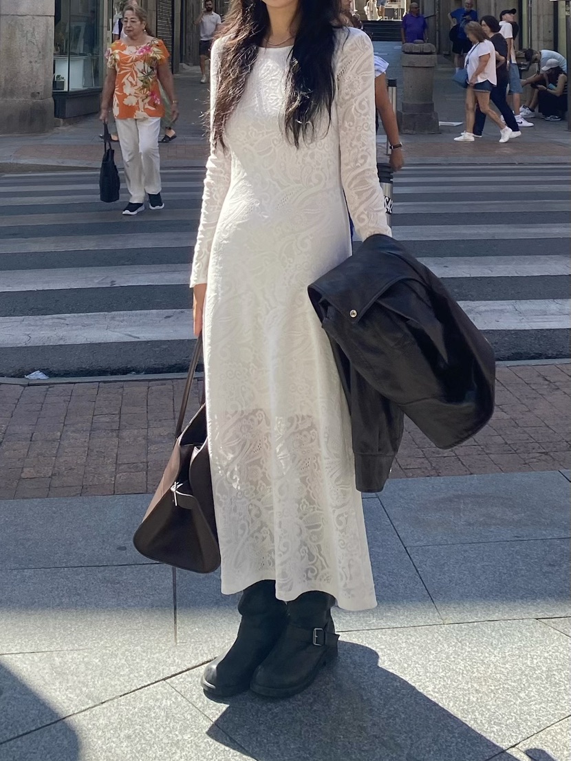 OUPPT東大門㊣直郵女士新款時尚休閑推薦職業連衣裙蕾絲長款OUPPT連衣裙