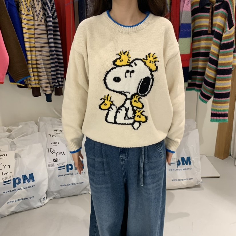 VENTI韓國代購㊣女裝新款職業推薦人氣熱賣真品針織衫史努比VENTI針織衫圖色4