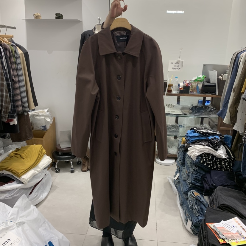 ANN MARGRET東大門㊣實拍女士新品25秋冬長款風衣GRETA.Y長款風衣圖色2