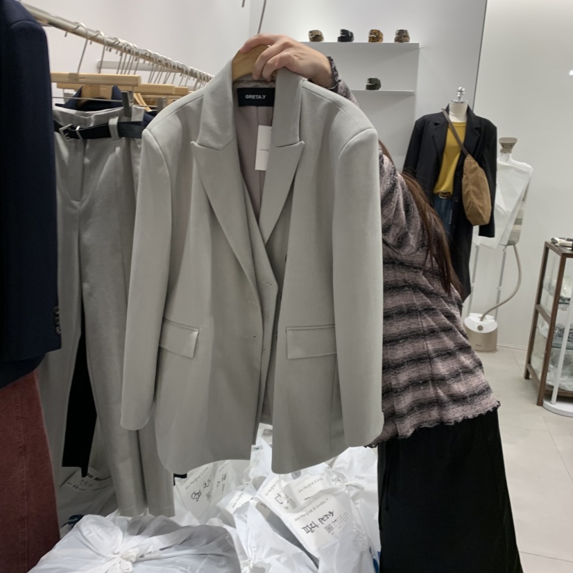 ANN MARGRET韓國直郵㊣女裝新款真品夾克假兩件羊毛GRETA.Y夾克