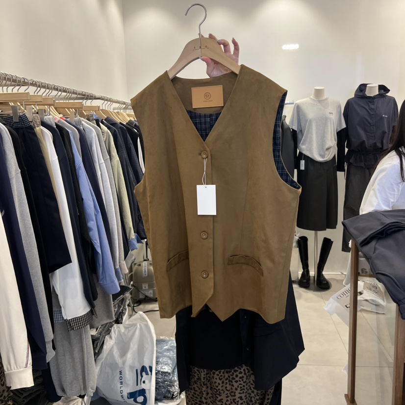 TAN&COMO韓國代購㊣女士新品休閑時尚職業熱賣馬甲絨面革tan-COMO馬甲