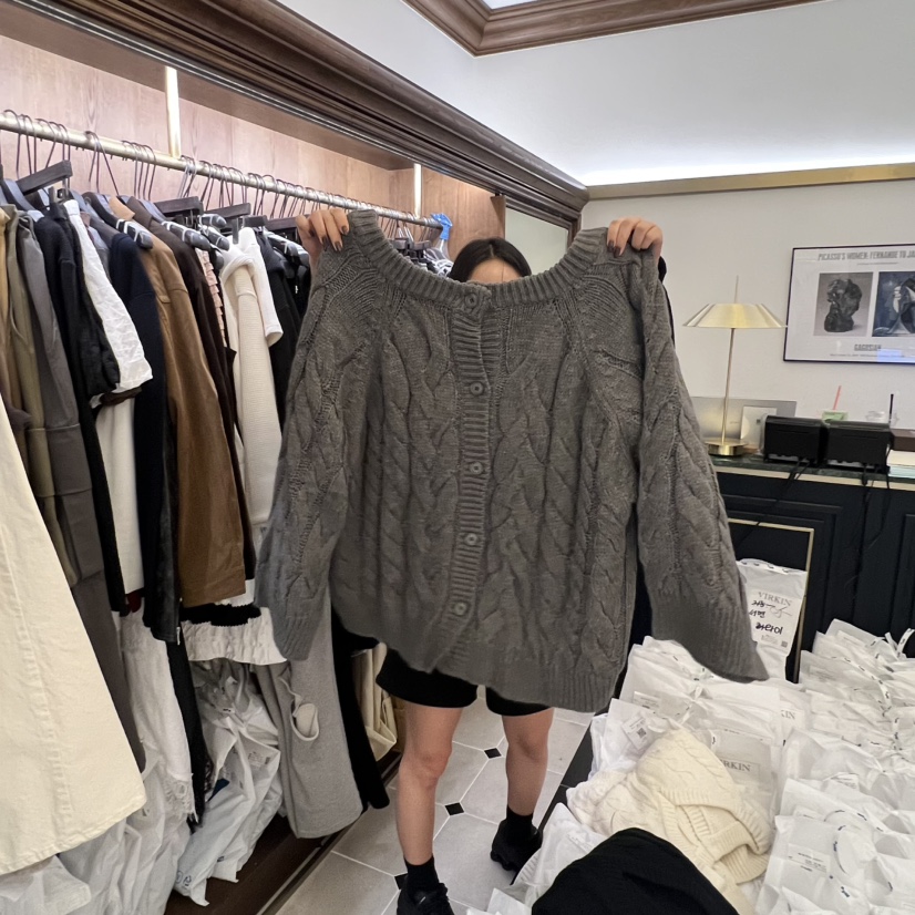 VIRKIN韓國直郵㊣女士新品25秋冬真品推薦毛衣雙面寬松開衫VIRKIN毛衣圖色3