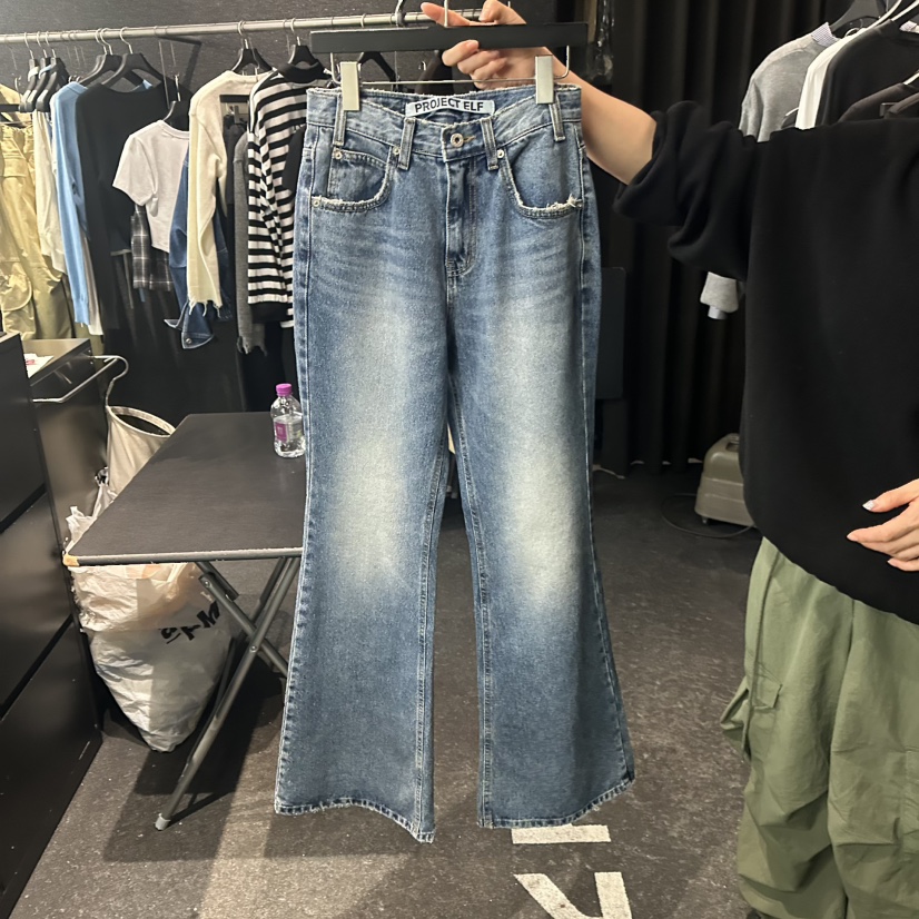 ELF-L韓國代購㊣女裝新品25秋冬休閑職業時尚推薦牛仔褲寬松PROJECT ELF/ELF-L牛仔褲