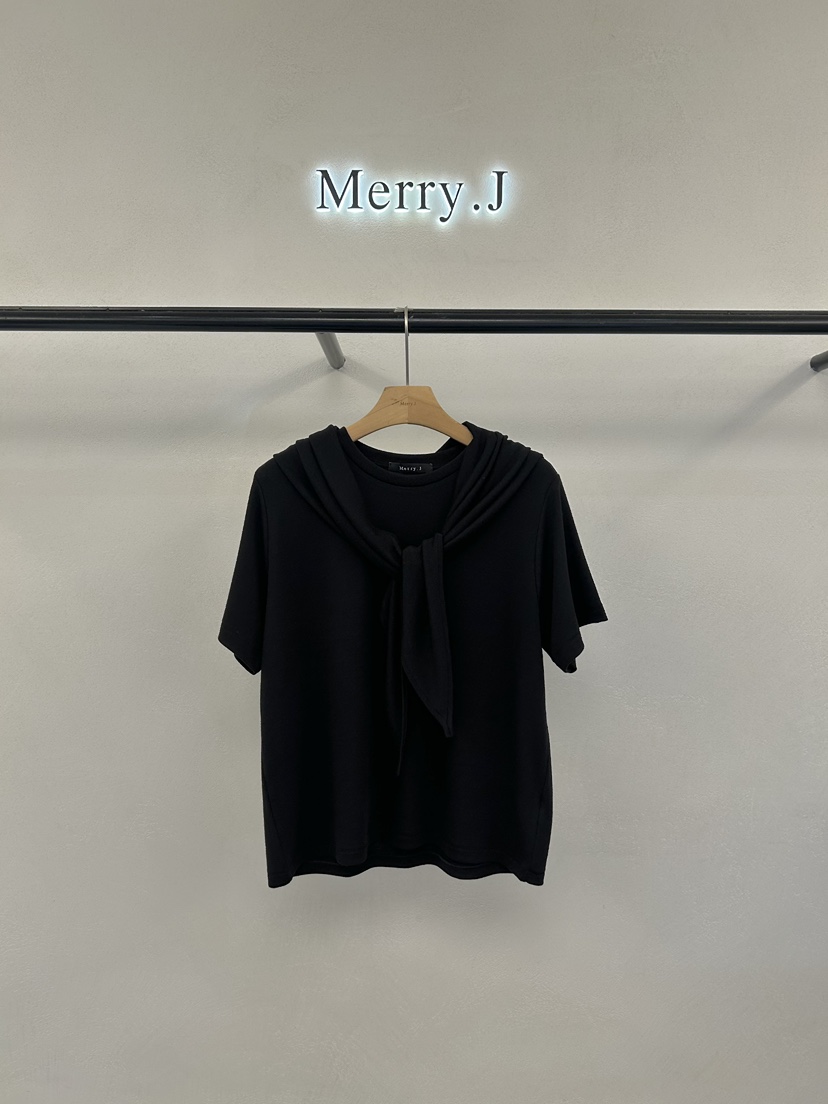 MERRY-J東大門㊣直郵女士新品25秋冬時尚人氣職業T恤含圍巾MERRY-JT恤圖色3黑色