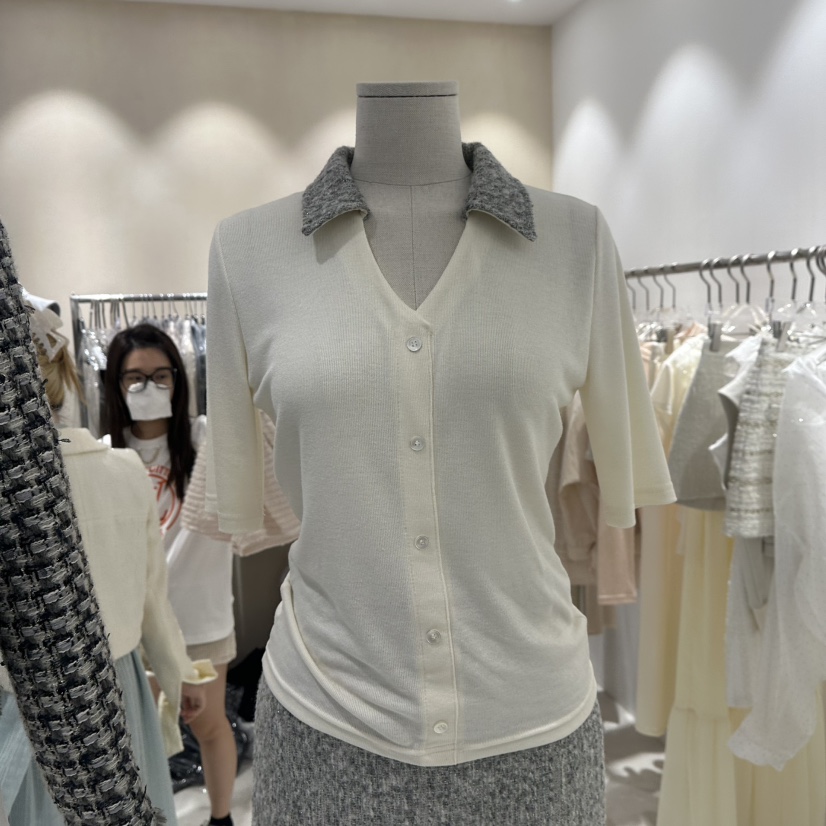 LAFFINE-P東大門㊣實拍女士新品時尚25秋冬推薦T恤褶皺開衫LAFFINE-PT恤