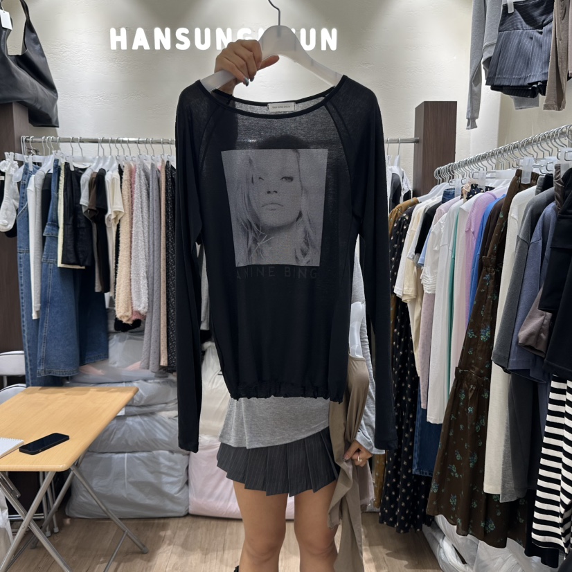 HANSUNGHYUN東大門㊣代購女裝新品人氣休閑時尚真品長袖T恤HANSUNGHYUN長袖T恤圖色2