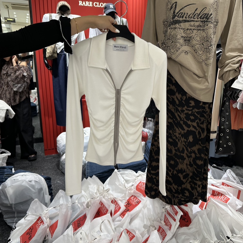 RARE CLOSET韓國直郵㊣女裝新品職業推薦25秋冬針織衫拉鏈RARE CLOSET針織衫